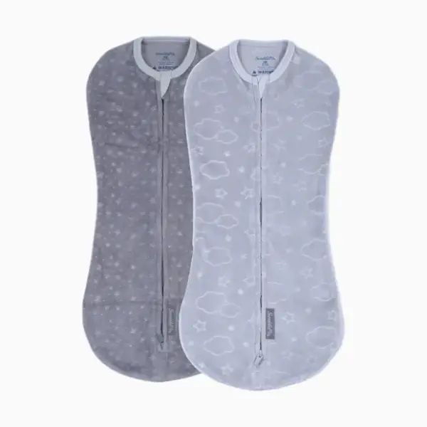 Ingenuity SwaddleMe Velboa Pod (2-Pack) - Clouds & Stars, 0-2 M