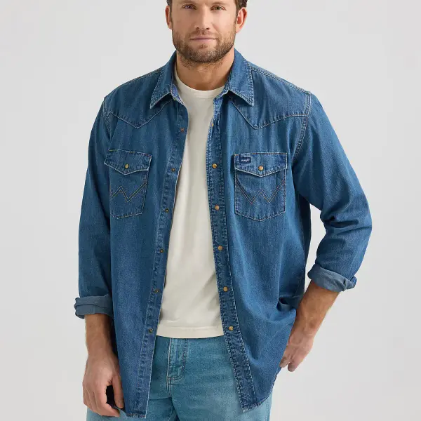 Classic Denim Western Snap Shirt