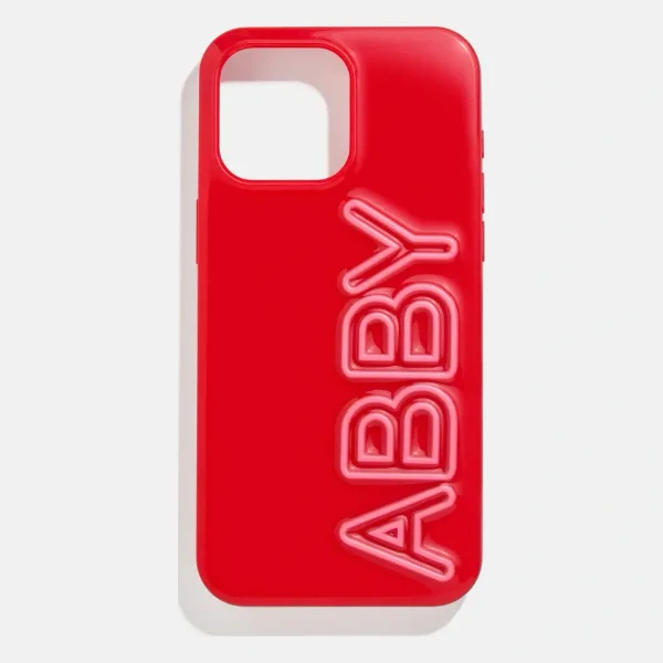 Fine Line Custom iPhone Case - Bright Red/Pink