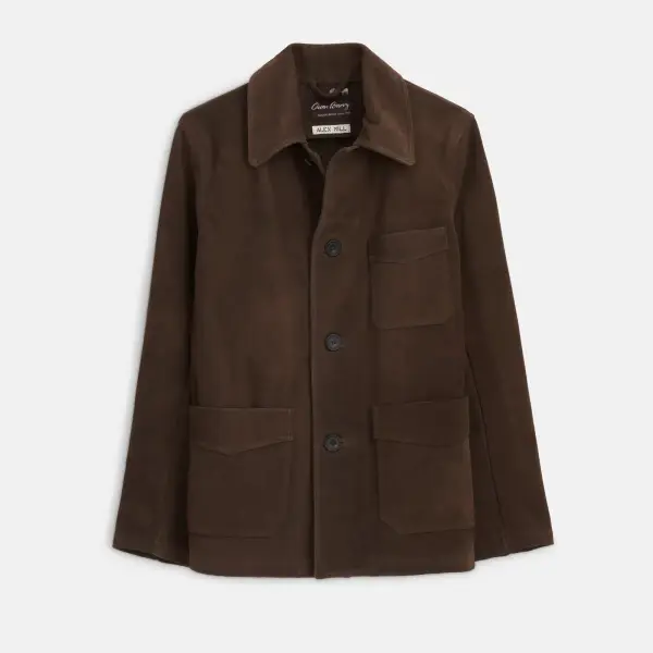 Hank Work Jacket In Calf Suede