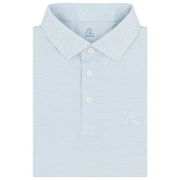 The Shell Stripe | Performance Polo | The Shell Stripe - White/Potomac Blue