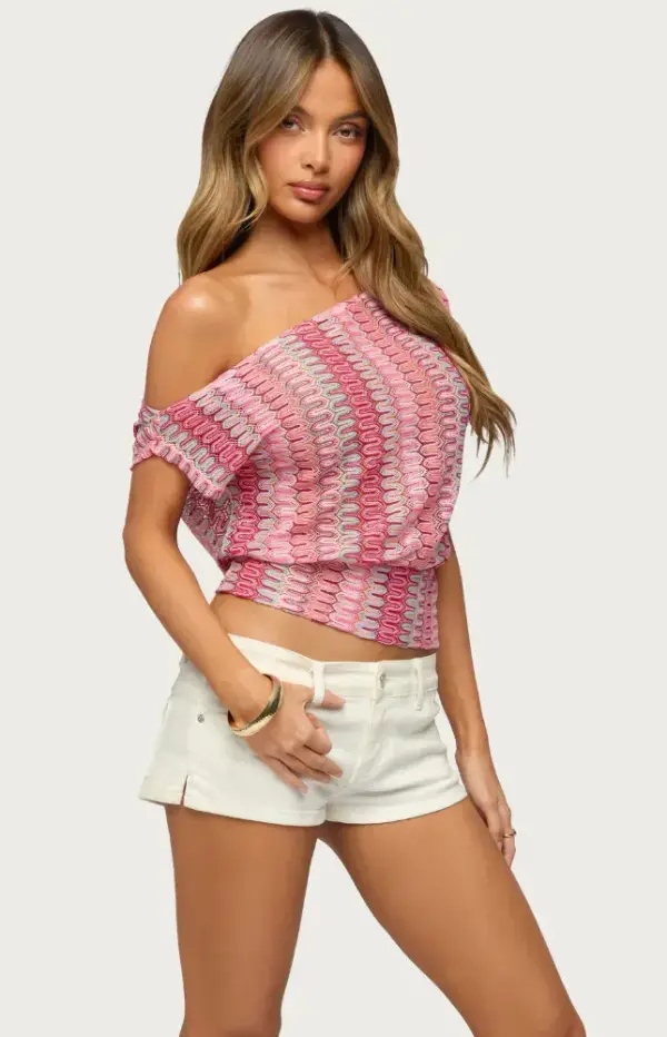 Taniya Off Shoulder Zigzag Knit Top