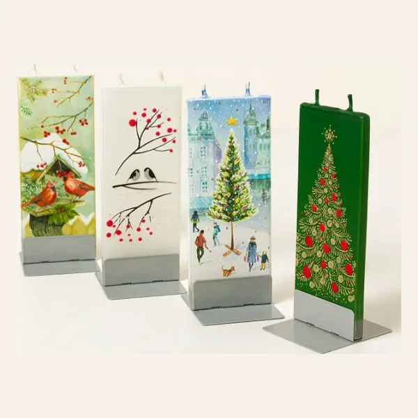 Hand-Painted Holiday Flat Candle