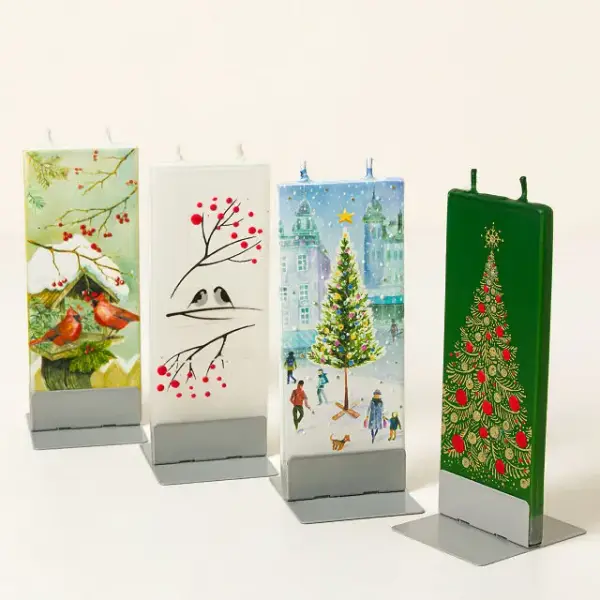 Hand-Painted Holiday Flat Candle