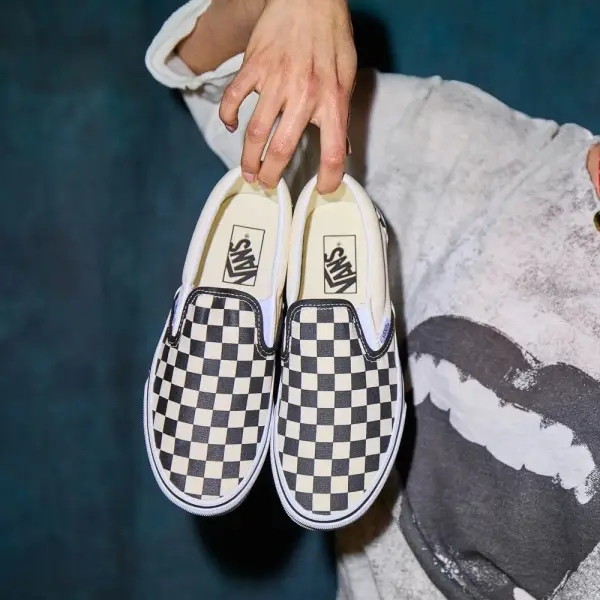 Vans Slip-On Checkerboard Skate Shoe - Black / White