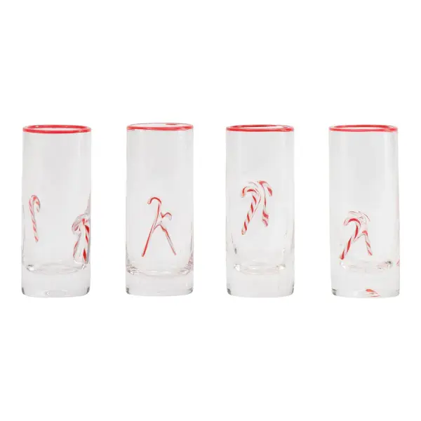 Set Of 4 Candy Cane Shot Glasses