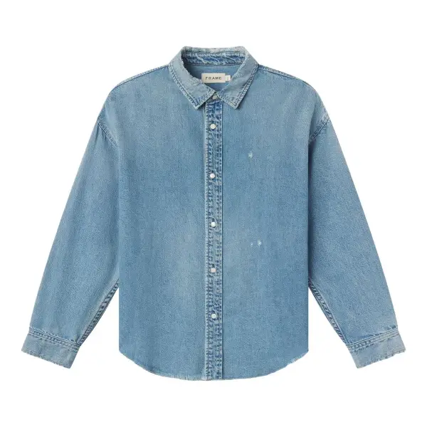 Relaxed Distressed Denim Shirt 