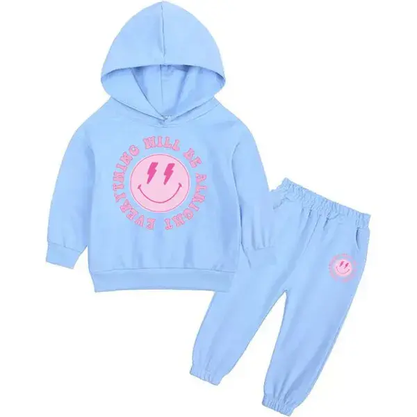 Everything Is Gonna Be Alright Sweatshirt And Pant Set, Blue - Lola + The Boys | Maisonette