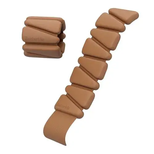 BetterMe Adjustable Weight Bands – Ankle Weights & Wrist Weights for Women – Adjustable Straps for Arms & Legs – Home Workout & Pilates Weights (Mocha)