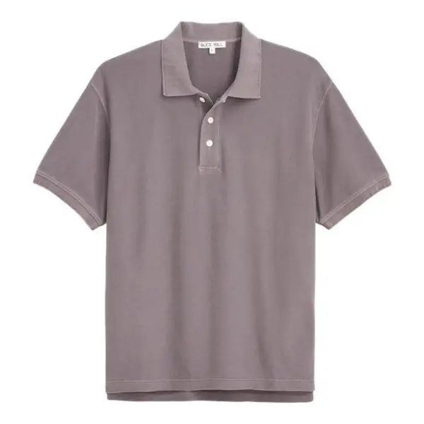 Garment Dyed Polo Top in Pique Cotton