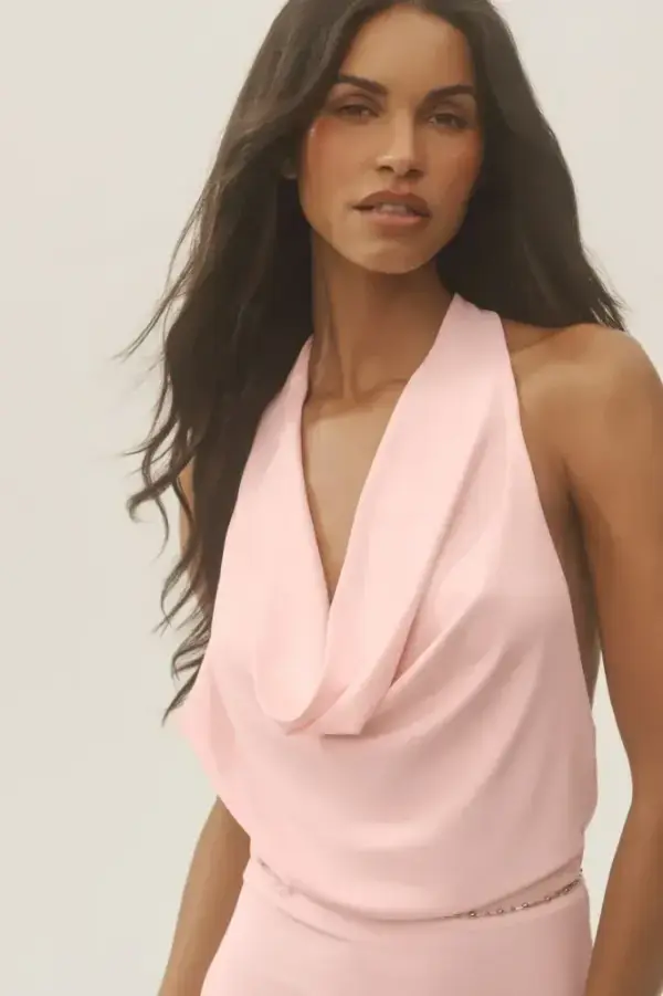 Summer Soiree Halter Mini Dress - Sundrenched Pink