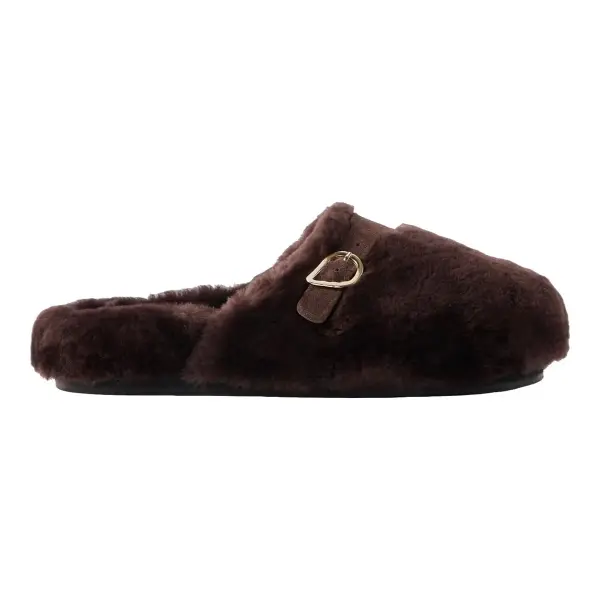 Vasilitsa Buckled Shearling Clogs