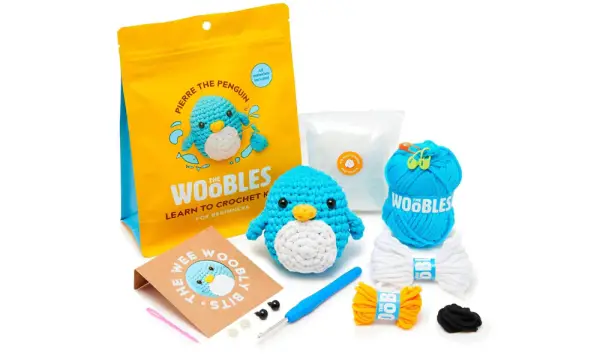 The Woobles Crochet Kit for Beginners - Easy Arts and Crafts Knitting & Crochet Animals Kit As Seen On Shark Tank - Pierre The Penguin