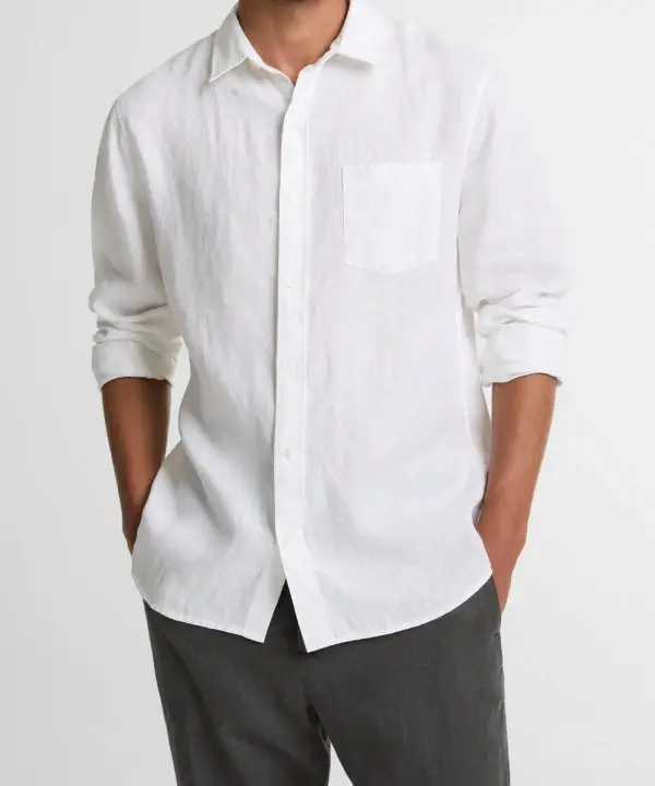 Linen Button-Front Shirt