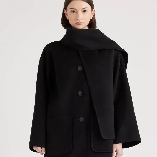 Double-Faced Merino Wool Scarf Coat