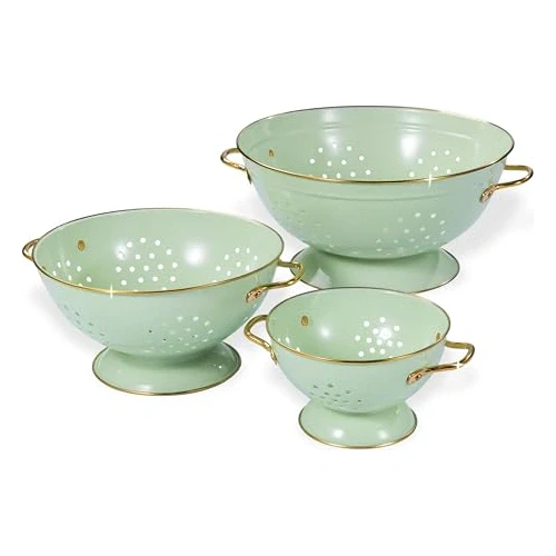 Metal Colander Set of 3, Strainer Basket with Handles