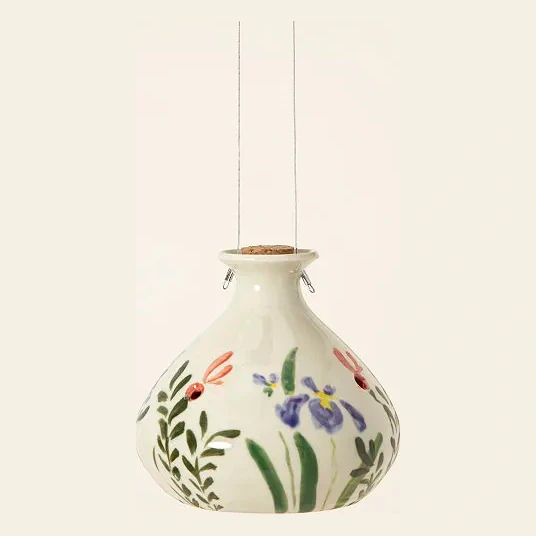 Hand-Painted Porcelain Hummingbird Feeder
