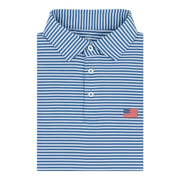 The Birdie Stripe Usa Flag Short Sleeve Performance Polo
