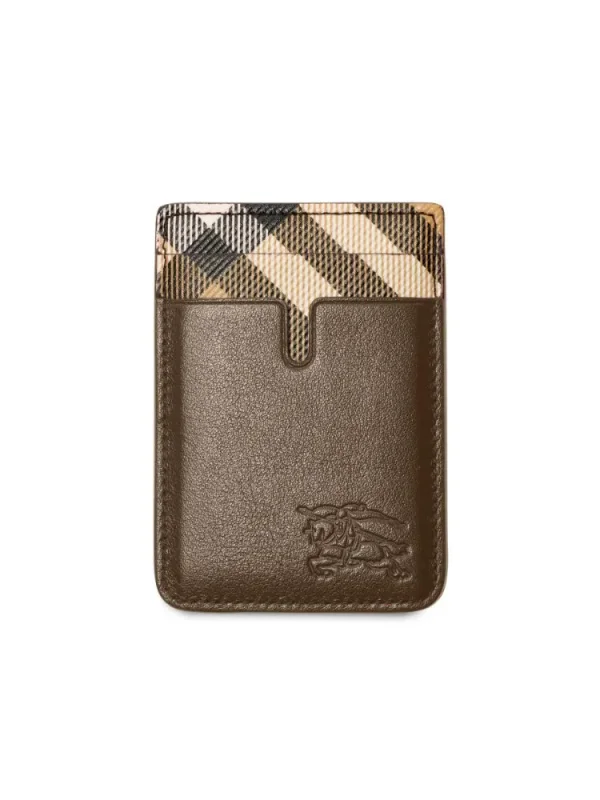 Burberry EKD & Check Leather Phone Card Case | Saks Fifth Avenue