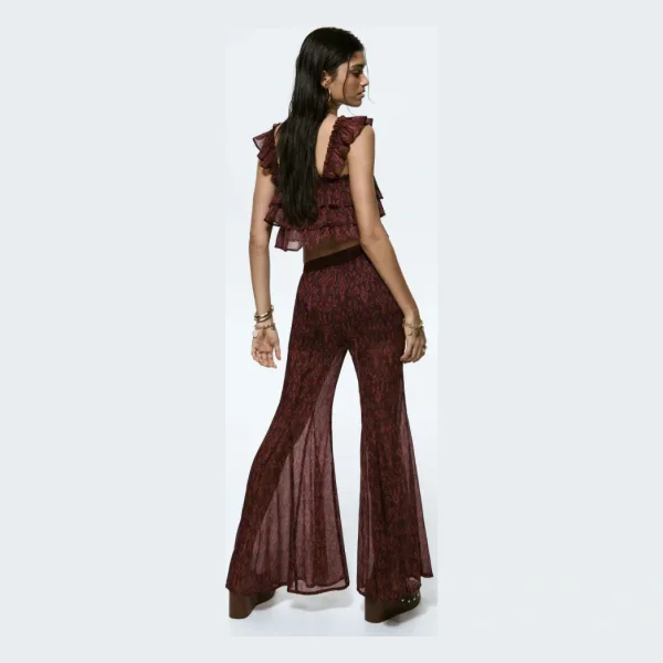 Flared Crinkled Pants