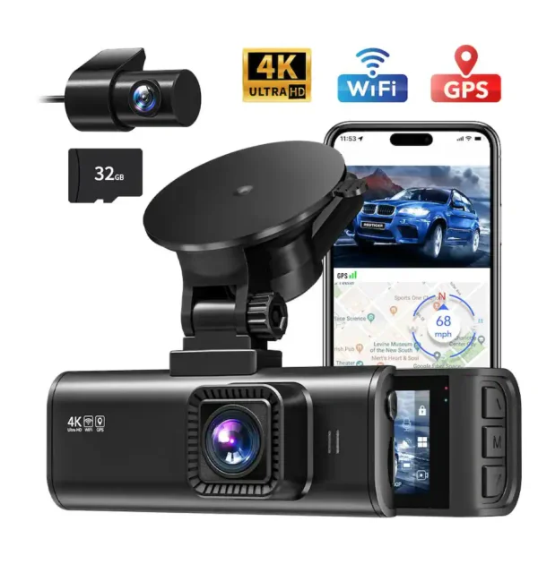 REDTIGER - 4K/2.5K HD Dash Cam, WDR, Night Vision, 32GB Card, Night Vision - Black