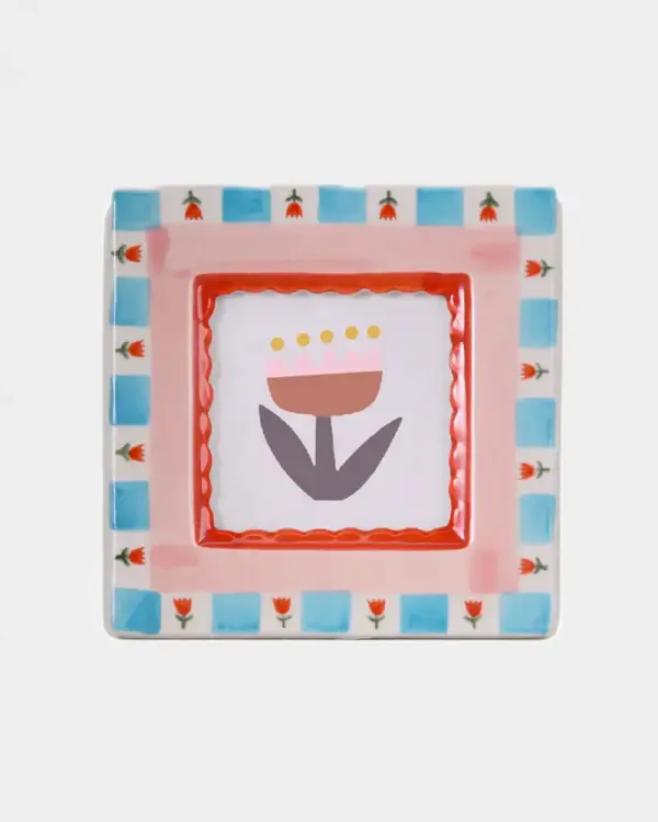 Ceramic Photo Frame - Red Flowers