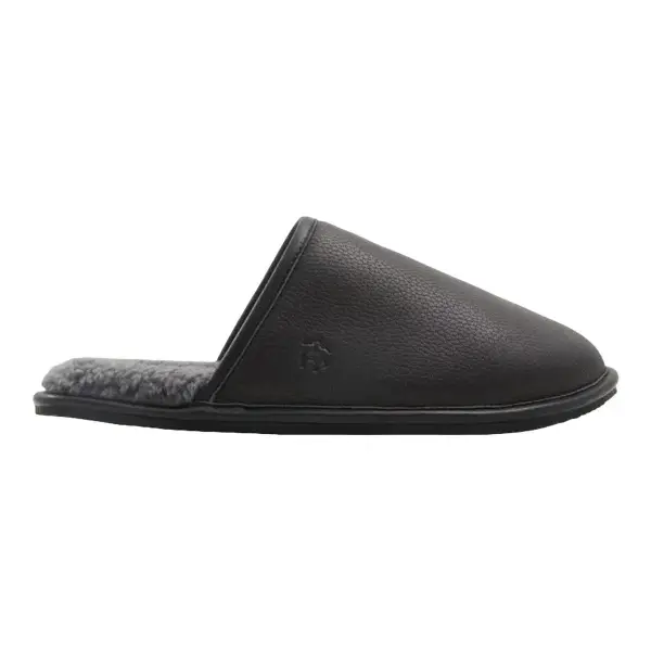 Shearling Lined Leather Slippers