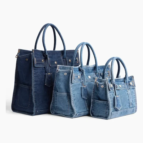 Large Denim Five Pocket Tote