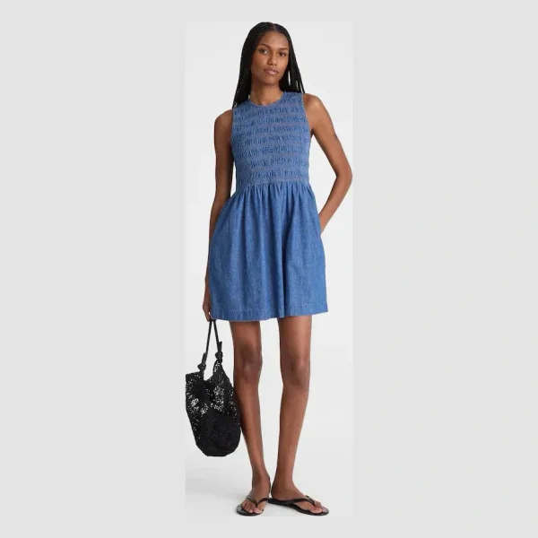 The Denim Melody Smocked Mini Dress