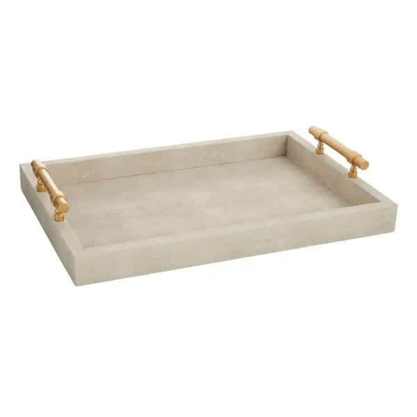 Providence Natural Textured Faux Leather Tray, 17x12
