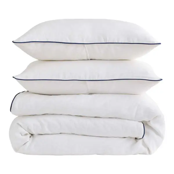 European Linen Piped Duvet Cover Set