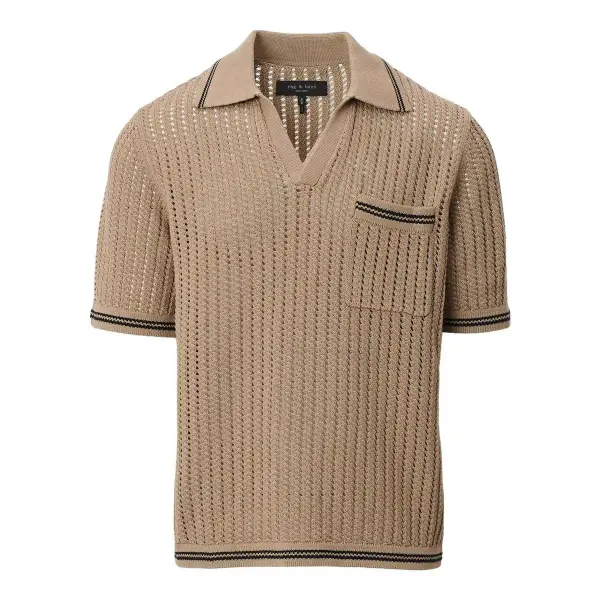 Johnny Collar Crochet Polo Shirt