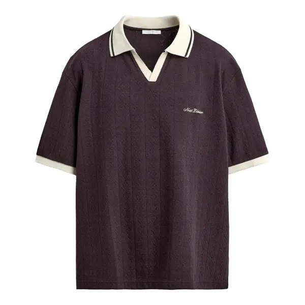 Embroidered Vertical Jacquard Polo Shirt
