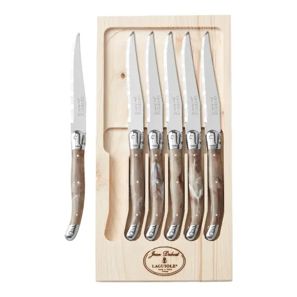 Laguiole Dark Horn Steak Knives, Set of 6
