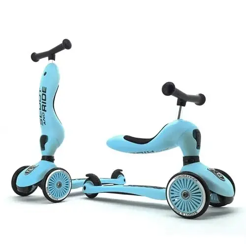 Scoot & Ride 2-in-1 Ride-On & Stand Kids Scooter, Ages 1 to 5, Highwaykick 1, Blueberry