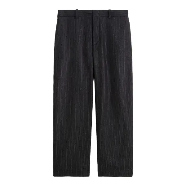 Pinstriped Wool Relaxed-Fit Tapered Pants