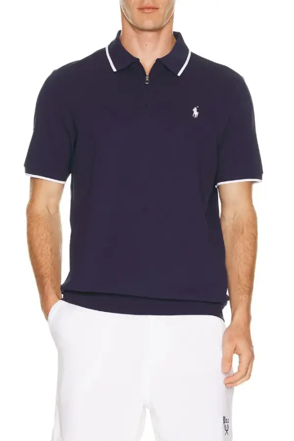 Polo Ralph Lauren Short Sleeve Half Zip Polo in Newport Navy | REVOLVE