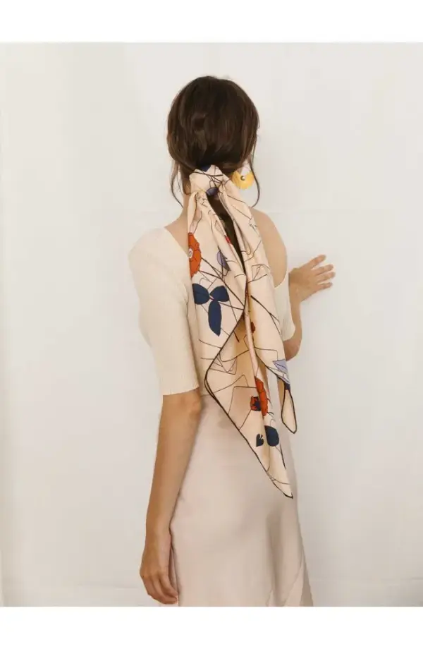 "Camellia" Large Silk Square Scarf