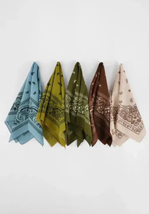 Mountain Valley Green Brown Earthy Tone Unisex Bandanas 100% Cotton Botanical Head Wraps Paisley Floral Square Scarf Gift for Dogs and Cats