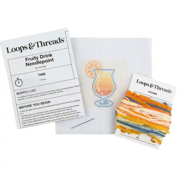3" x 3" Fruity Drink Needlepoint Kit by Loops & Threads®