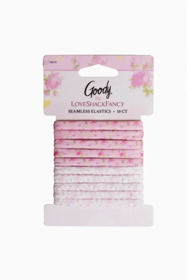 Goody x Love Shack Fancy Seamless Elastics - 10ct - Ikat Rose & Coquette Bow
