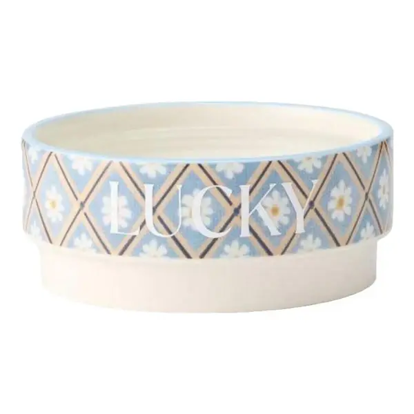 Striped Ceramic Pet Bowl
