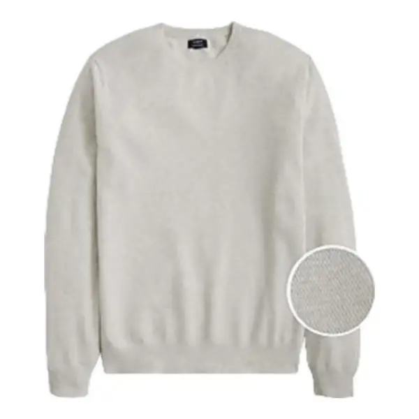 Long-Sleeve Basketweave Crewneck Sweater
