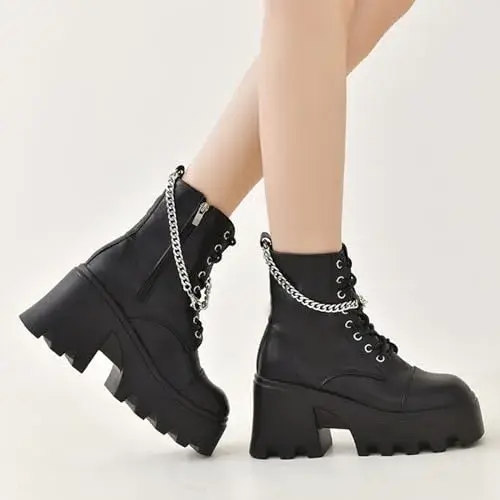 High Heel Combat Boots