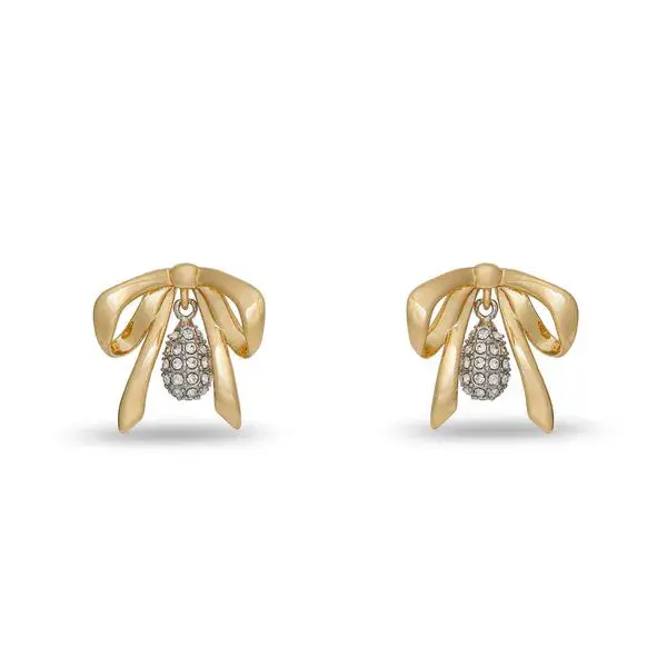CRYSTAL DAINTY PAVE BOW EARRINGS