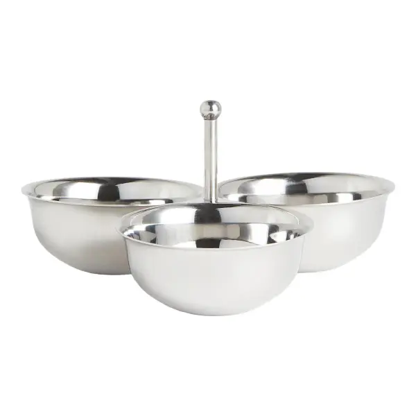 Stainless Steel Triple Serving Bowl