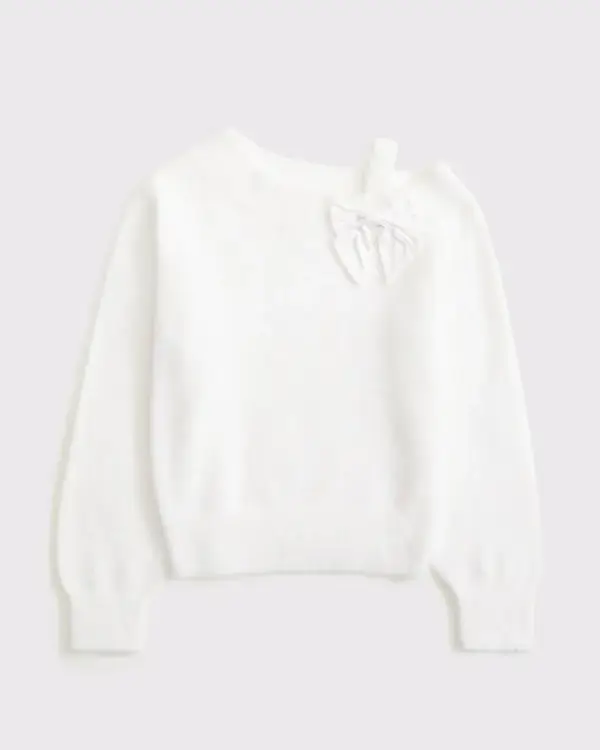 girls asymmetrical bow sweater