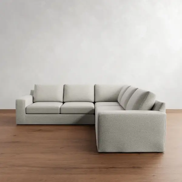 Big Sur Square Arm Slipcovered 3-Piece L-Shaped Sectional (114")