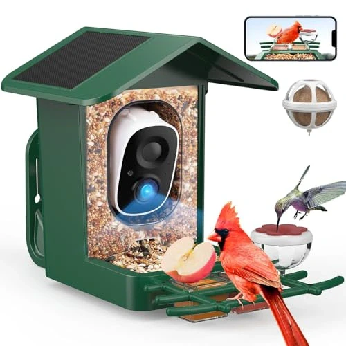 PeckCam Bird Feeder with Camera Solar Powered, AI Identify & Auto Capture with 32GB Card, 2K HD Live Video Smart Bird Feeder Camera Instant Notifications in Backyard, Gift for Bird Lovers