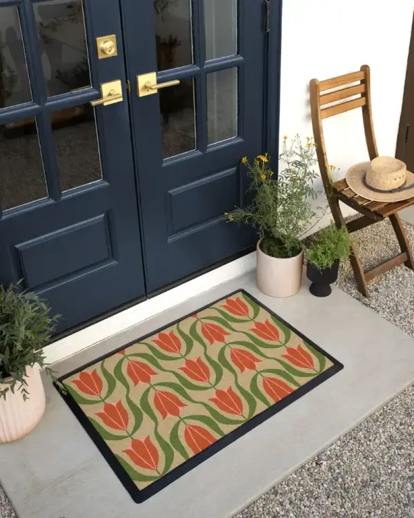 Holland Tulips Orange Doormat | Ruggable